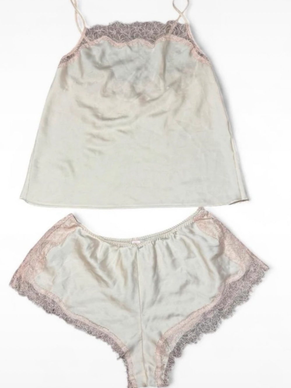 Victoria's Secret Cream Cami and Brief Set with Blush Lace